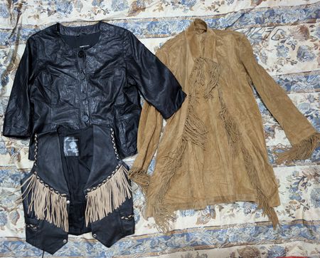 Ladies leather mix tops