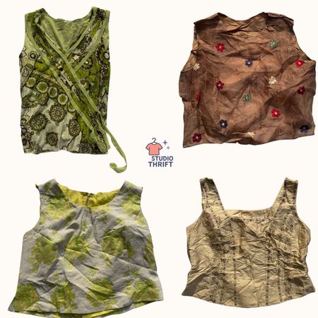 Y2K Boho Tank Tops Bundle: Embroidered, Beaded & Sequin Details(TT-007)