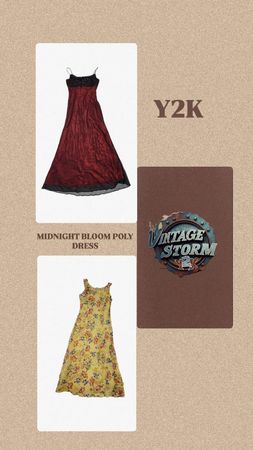 Y2K Midnight Bloom Poly Dress