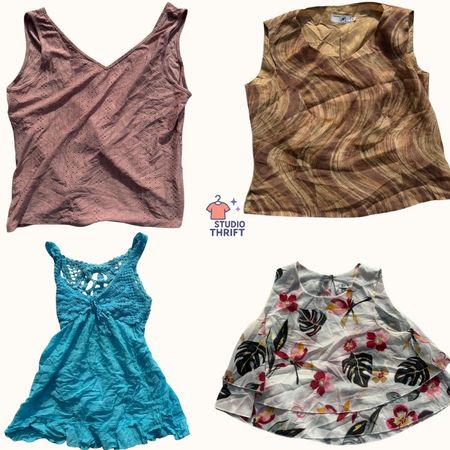 Y2K Crochet & Floral Print Tank Tops Bundle(TT-008)