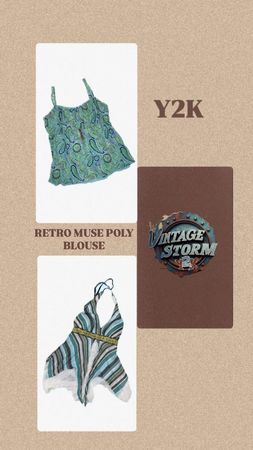 Y2K Retro Muse Poly Blouse