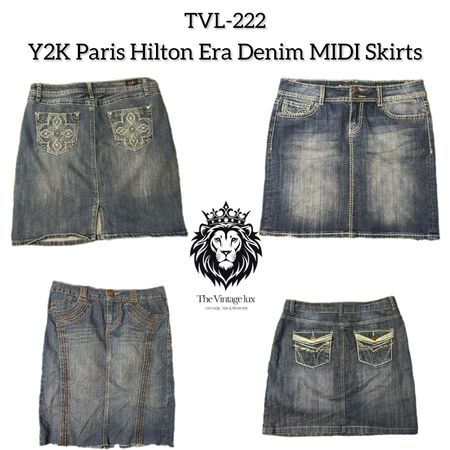 Y2K Paris Hilton Era Denim MIDI Skirts (TVL-222)