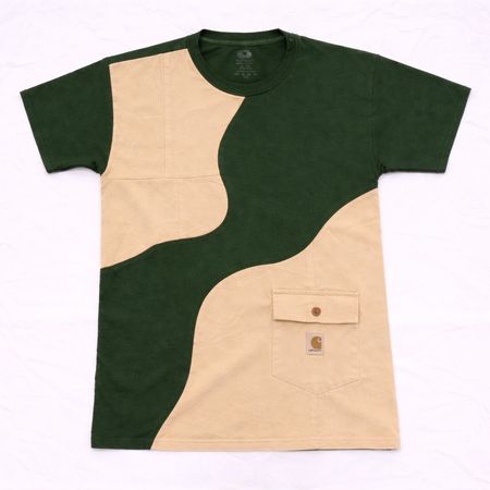 CR1069 Upcycled Denim Wave Pocket Tee