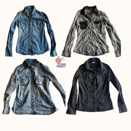 Y2K Denim Shirt Bundle - Western Grunge Mix(FS-009)