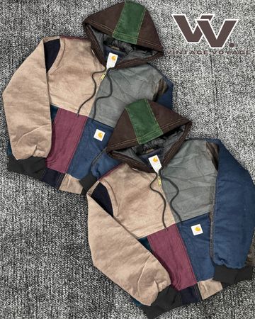 Carhartt reworked style corduroy patchwork hood jackets #2412