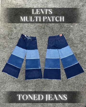 Upcycled Levi’s Multi Patch Toned Jeans