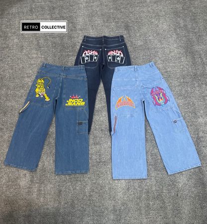 Embroidered Hip Hop Baggy Jean