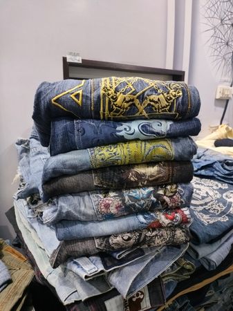 Japanese embroidered bagge jeans