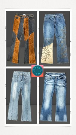 Jeans a zampa d'elefante in denim Y2K