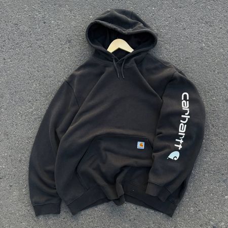 Carhartt black printed rework style pullover hoodie