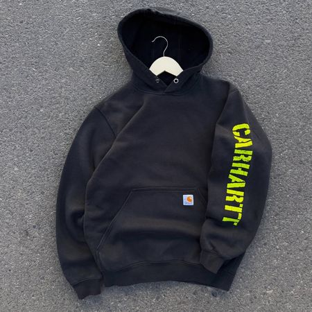 Carhartt black printed rework style pullover hoodie
