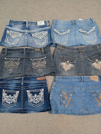 HD1273 Damen Upcycled Y2K Denim Mikro Mini Röcke