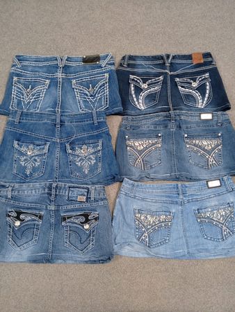 Faldas Micro Mini de Mezclilla Upcycled Y2K para Mujeres HD1272