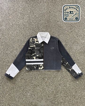 Veste cropped en contraste camouflage revalorisée