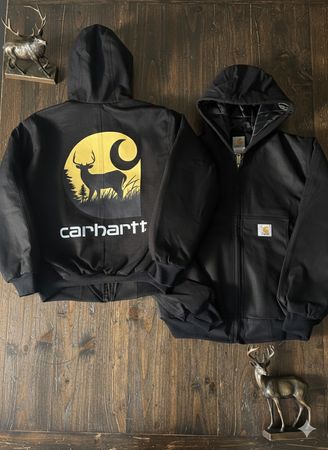 Carhartt umgearbeiteter Stil gelb bedruckte Kapuzenjacken
