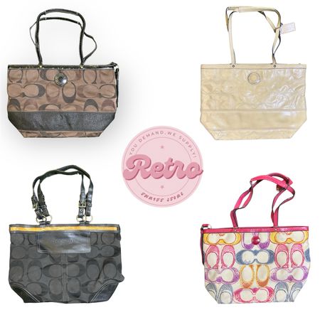 ヴィンテージ コーチ シグネチャー キャンバス トートバッグ – クラシック Y2K エブリデイスタイル (E)