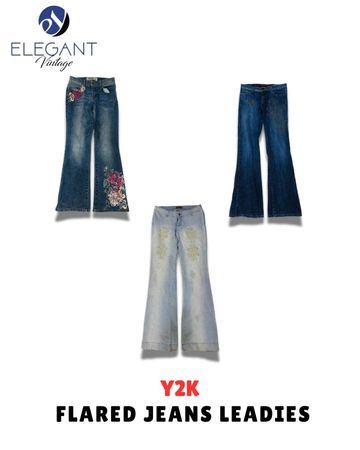 Y2K EMBORIDERED Flare Jeans - EVM01608