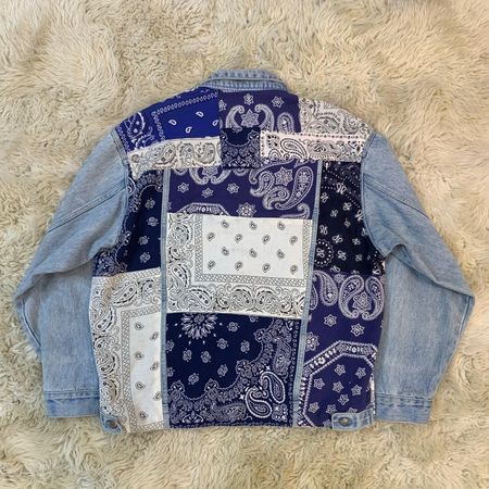 Upcycled Bandana Patchwork Denim Jacket