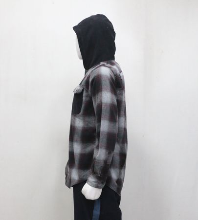 CR1084 アップサイクルフード付きフランネルシャツジャケット