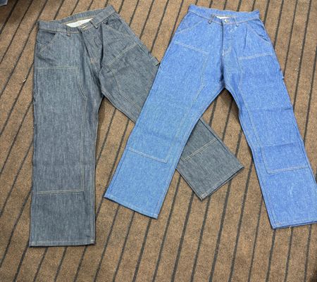 Carhartt Baggy Black/Blue Raw Denim Double Knee Rework Style Jeans