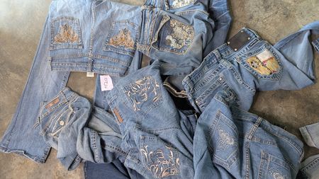 Ladies embroidered flare jeans