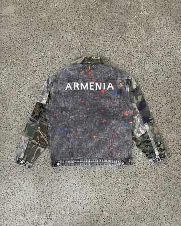 Upcycled Camo Patchwork Denim Jacket