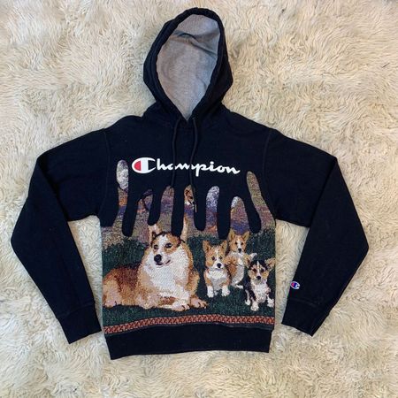 Upcycled Branded Hoodies With Tapestry Inset