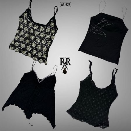 Y2K Black Gothic Cami Tops (AA-627)