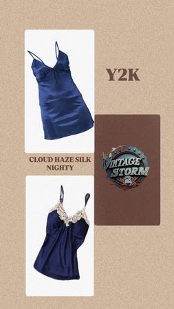 Y2K Cloud Haze Silk Nighty Dress