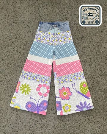 アップサイクルキルテッドワイドレッグパンツ