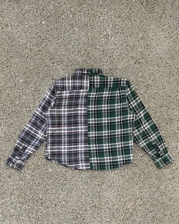Upcycled Split Check Flannel Shirt