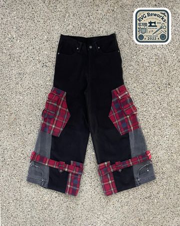 Upcycled Plaid Cargo Patchwork Pants
