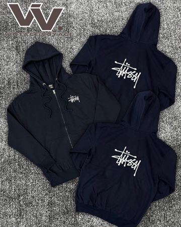 Stussy reworked style navy colour zipper hoodies #3012