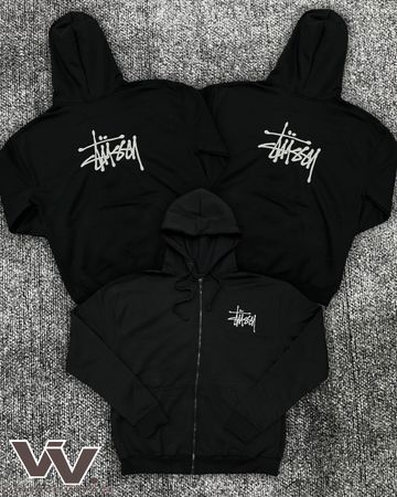 Stussy reworked style black zipper hoodies #3012