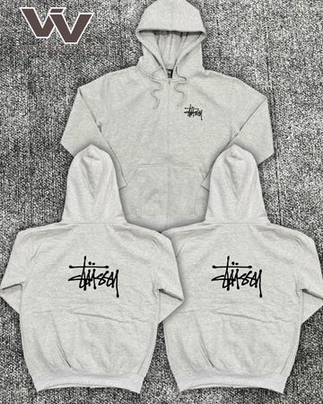 Stussy reworked style grey zipper hoodies #3012