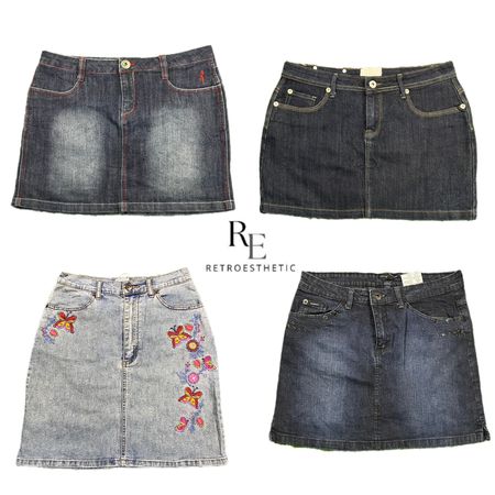 Y2K Era Cyber Gitl Denim Mini Skirts RE-2677