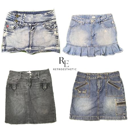 Y2K Era Cyber Girl Denim Mini Skirts RE-2672