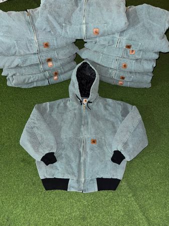 Rework style acid wash sea green carhartt hooded jacket