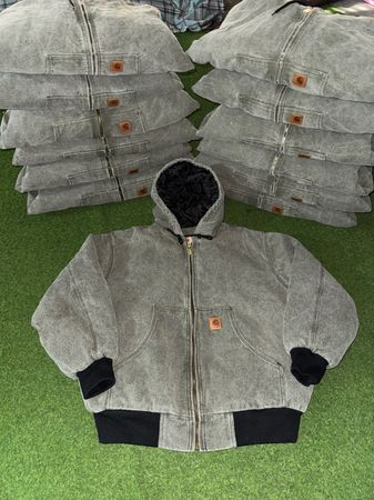 Rework style acid wash khaki carhartt hooded jackets