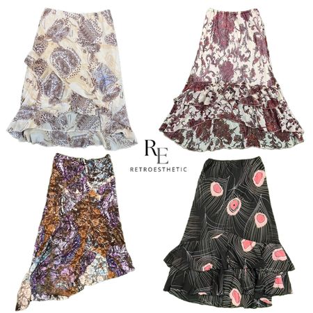 Y2K Earthy Tone Printed Maxi Skirts RE-2707
