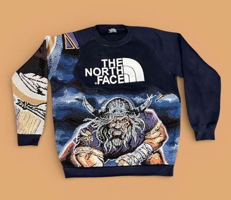 Fs-57 アップサイクル ザ・ノース・フェイス スウェットシャツ ウィズ タペストリー