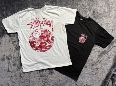 Stussy rework style kisses 8ball black and white tee