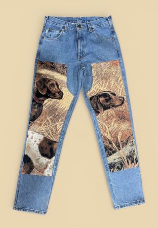 Fs-59 Upcycled Carharrt double knee pant with tapestry