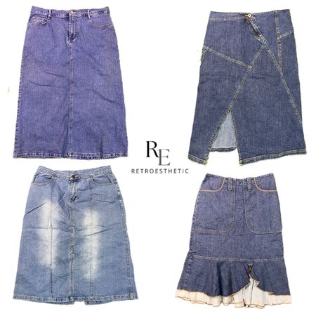 Y2k IT Girl Denim Long Maxi Skirts RE-2712