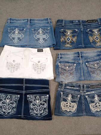 HD1283 Ladies Upcycled Y2K Denim Micro Mini Skirts