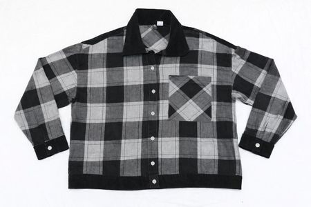 CR1098  Upcycled Plaid Cord-Trim Work Jacket