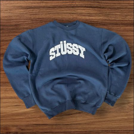 Rework style blue stussy crew neck sweatshirts
