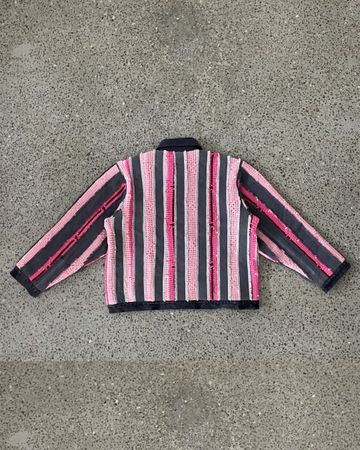 Upcycled Crochet Panel Denim Jacket