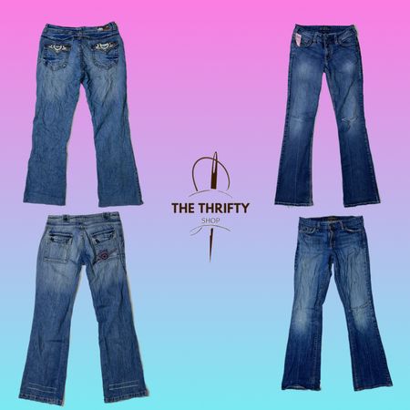 Y2k Cyber Era denim flared jeans (SU 287)