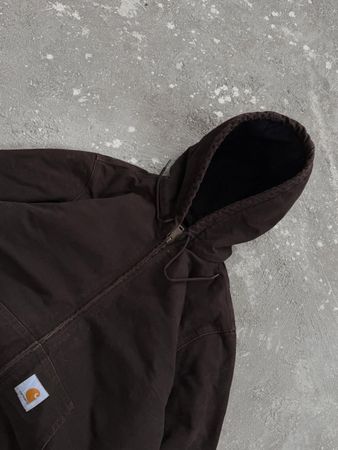 Carhartt rework style brown hooded jacket